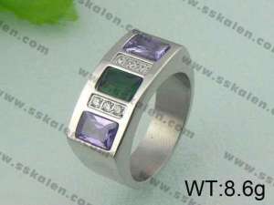 Stainless Steel Stone&Crystal Ring - KR19733-D