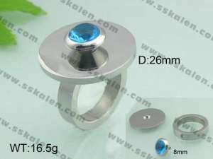 Stainless Steel Stone&Crystal Ring - KR20004-D