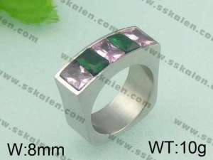 Stainless Steel Stone&Crystal Ring - KR20016-D