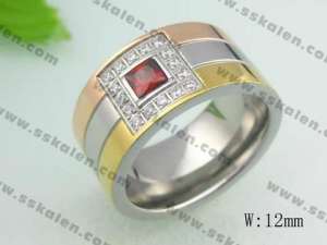 Stainless Steel Stone&Crystal Ring - KR20136-D