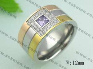 Stainless Steel Stone&Crystal Ring - KR20138-D