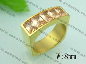 Stainless Steel Stone&Crystal Ring - KR20140-D