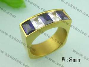 Stainless Steel Stone&Crystal Ring - KR20150-D