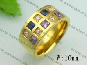Stainless Steel Stone&Crystal Ring - KR20210-D