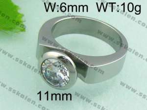 Stainless Steel Stone&Crystal Ring - KR20457-D