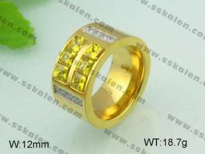 Stainless Steel Stone&Crystal Ring - KR20631-D