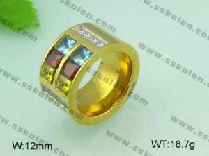 Stainless Steel Stone&Crystal Ring - KR20633-D
