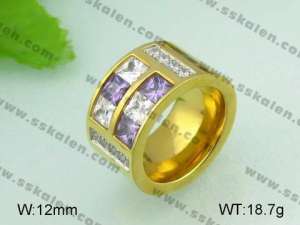 Stainless Steel Stone&Crystal Ring - KR20637-D