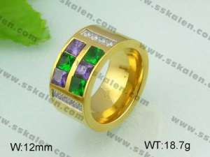 Stainless Steel Stone&Crystal Ring - KR20638-D