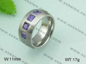 Stainless Steel Stone&Crystal Ring - KR20643-D