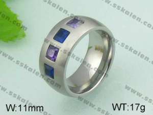 Stainless Steel Stone&Crystal Ring - KR20652-D