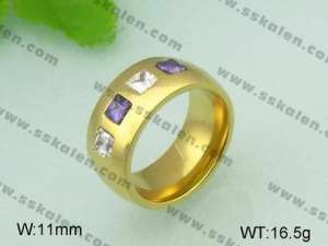 Stainless Steel Stone&Crystal Ring - KR20697-D