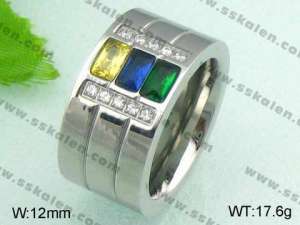 Stainless Steel Stone&Crystal Ring - KR20711-D