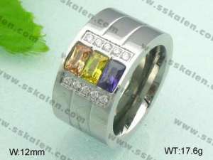 Stainless Steel Stone&Crystal Ring - KR20715-D