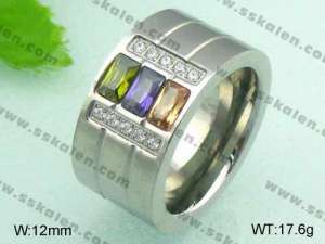 Stainless Steel Stone&Crystal Ring - KR20716-D