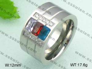 Stainless Steel Stone&Crystal Ring - KR20719-D