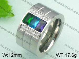 Stainless Steel Stone&Crystal Ring - KR20722-D