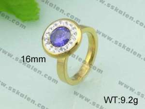 Stainless Steel Stone&Crystal Ring - KR20745-D