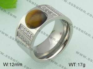 Stainless Steel Stone&Crystal Ring - KR20823-D