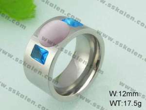 Stainless Steel Stone&Crystal Ring - KR20858-D