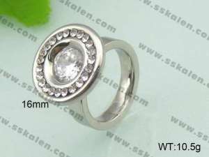 Stainless Steel Stone&Crystal Ring - KR20953-D
