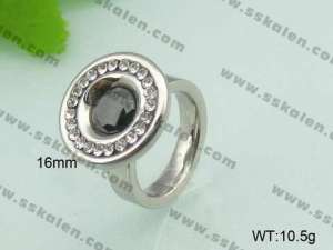 Stainless Steel Stone&Crystal Ring - KR20954-D