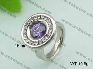 Stainless Steel Stone&Crystal Ring - KR20957-D