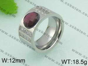 Stainless Steel Stone&Crystal Ring - KR20984-D