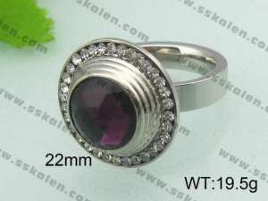Stainless Steel Stone&Crystal Ring - KR20992-D