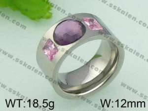 Stainless Steel Stone&Crystal Ring   - KR21951-D