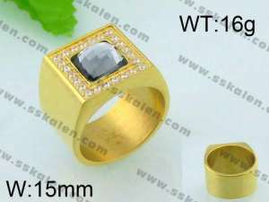 Stainless Steel Stone&Crystal Ring - KR25871-K