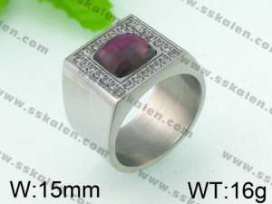 Stainless Steel Stone&Crystal Ring - KR25992-K