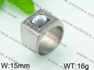 Stainless Steel Stone&Crystal Ring - KR25993-K