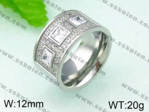 Stainless Steel Stone&Crystal Ring - KR26091-K