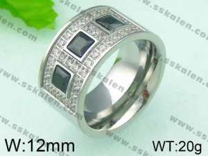 Stainless Steel Stone&Crystal Ring - KR26092-K