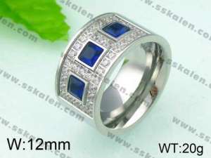  Stainless Steel Stone&Crystal Ring - KR26093-K