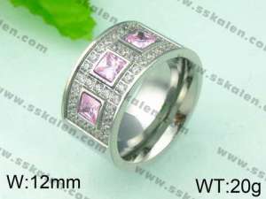  Stainless Steel Stone&Crystal Ring - KR26094-K
