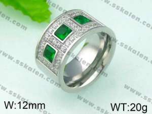 Stainless Steel Stone&Crystal Ring - KR26096-K