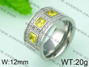 Stainless Steel Stone&Crystal Ring - KR26098-K