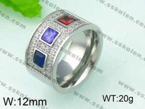 Stainless Steel Stone&Crystal Ring - KR26101-K