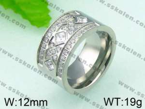 Stainless Steel Stone&Crystal Ring - KR26114-K