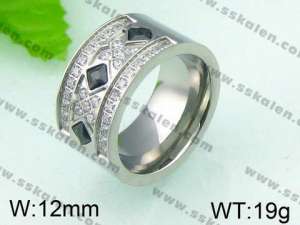 Stainless Steel Stone&Crystal Ring - KR26115-K
