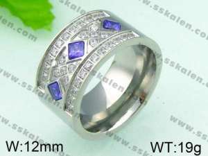 Stainless Steel Stone&Crystal Ring - KR26117-K