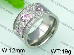 Stainless Steel Stone&Crystal Ring - KR26120-K