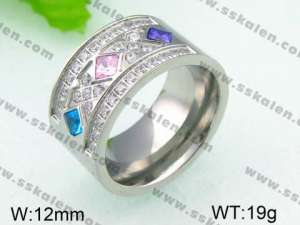 Stainless Steel Stone&Crystal Ring - KR26124-K