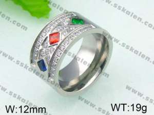 Stainless Steel Stone&Crystal Ring - KR26125-K