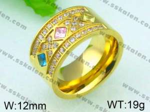 Stainless Steel Stone&Crystal Ring - KR26135-K