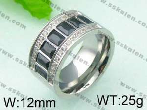 Stainless Steel Stone&Crystal Ring - KR26138-K