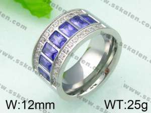 Stainless Steel Stone&Crystal Ring - KR26139-K