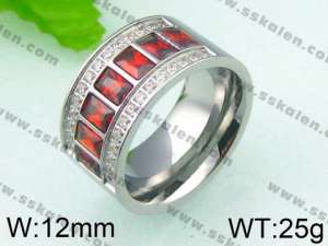 Stainless Steel Stone&Crystal Ring - KR26142-K